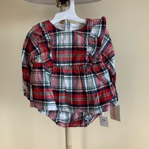 New Cat & Jack 18 Months Red Plaid Baby Dress